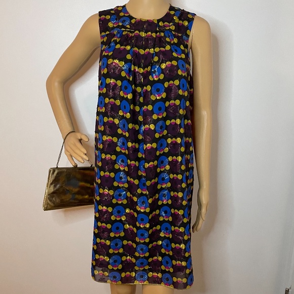 Anna Sui mod metallic graphic print shift dress! - Picture 12 of 12